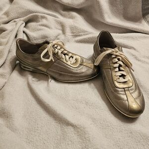 Cole Haan Women's NikeAir Tech Oxford Sneakers in Metallic Gold Size 9B